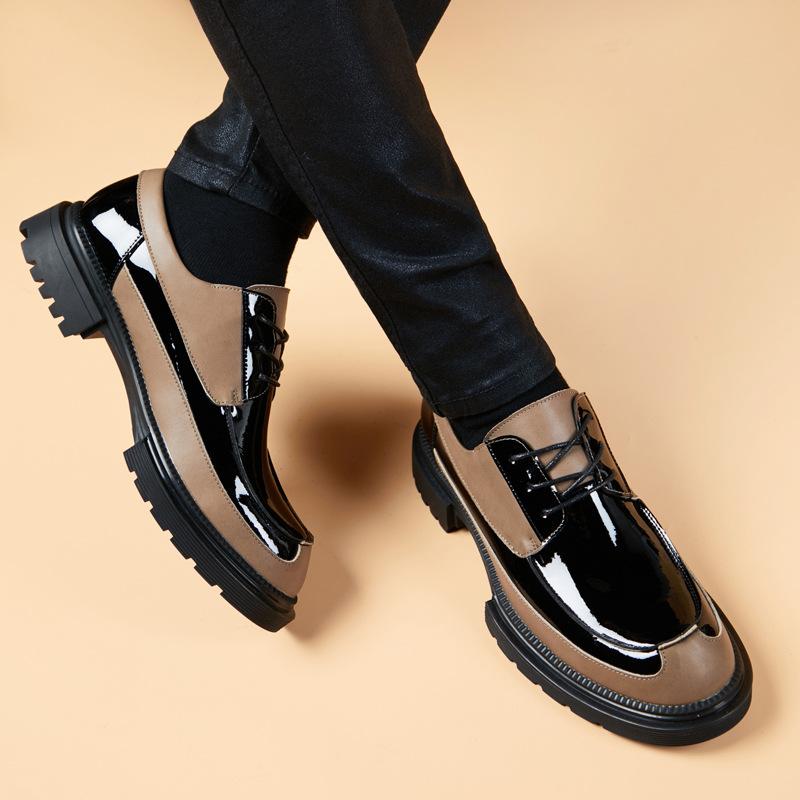 Men's Leather Shoes 2026 Spring and Autumn British Genuine Leather Business Casual Thick Sole Height Increasing Groom's Wedding