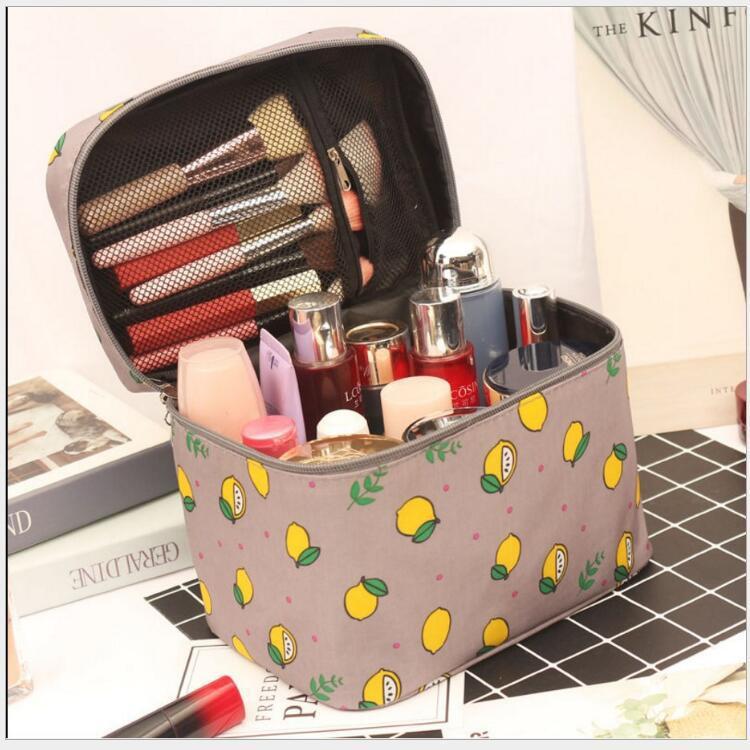

Large Capacity Waterproof Travel Makeup Bag with Fresh Cute Design and Portable Handheld Cosmetics Storage