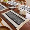 Cotton and linen style placemat tassel color matching woven table flag American country farmhouse holiday party decoration table mat