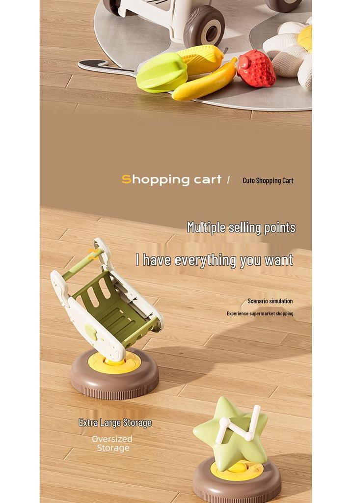 Kids' Grocery Shopping Cart Toy with Fruits & Vegetables - Interactive Role-Play for Boys & Girls