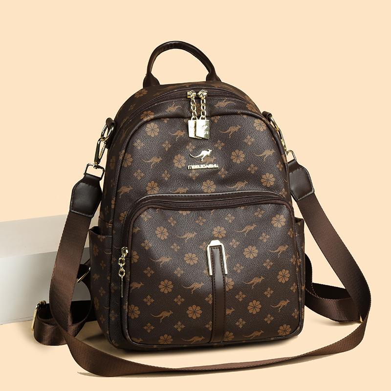 Schoolbag Fashion Trend Bag Women's 1011 New Printed Shoulder Double Shoulder Premium Sense Multifunctional Large Capacity Travel Backpack