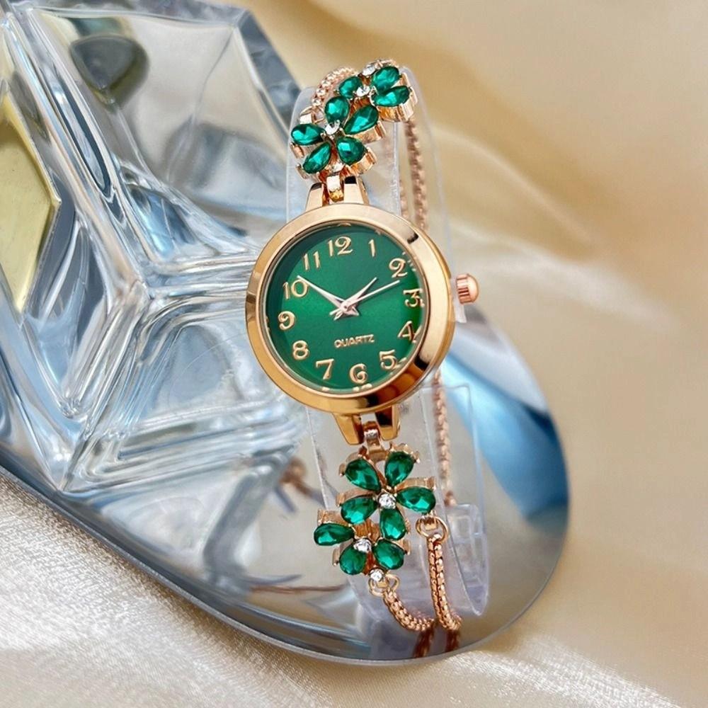 Double Layered Chain Women's Bracelet Watch Rhinestone Quartz Watch Daily Use
