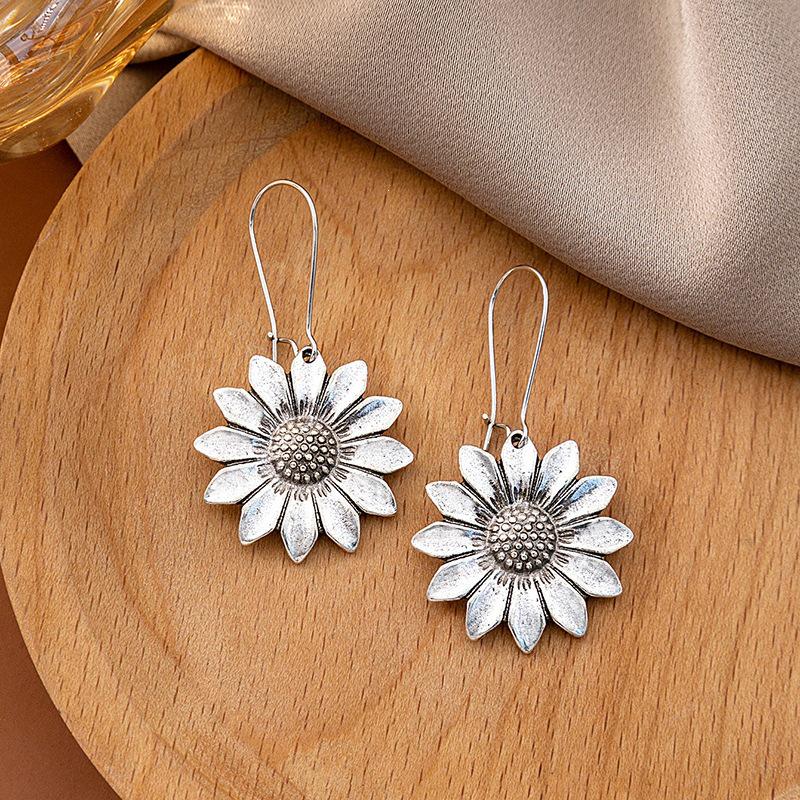 Bohemian Geometric Floral Round Wood Earrings