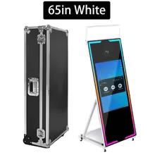 Spedizione UE di photo booth a specchio da 65 pollici, photo booth a specchio selfie portatile, terminale self-service cornice foto LED touchscreen