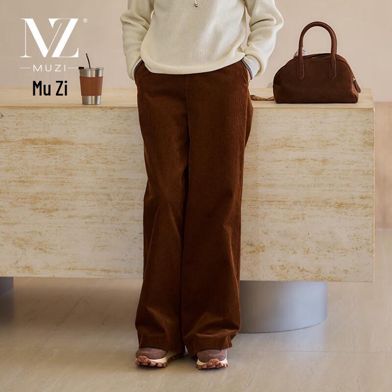 

Muzi Women s High-Waist Corduroy Straight-Leg Pants M