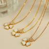 Japanese Titanium Steel Gold-plated Simple Design Sense of Love Four-leaf Clover Necklace White Shell Pendant Female
