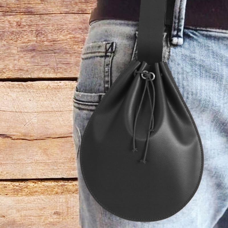 Medieval Faux Leather Belt Pouch,Portable Retro Renaissances Belt Bag Coin Purse Dices Bag for LARP,Halloween Cosplay
