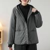Johnature Woman Winter Korean Hooded Vintage Casual Solid Color Single Breasted Long Sleeves Casual Coats