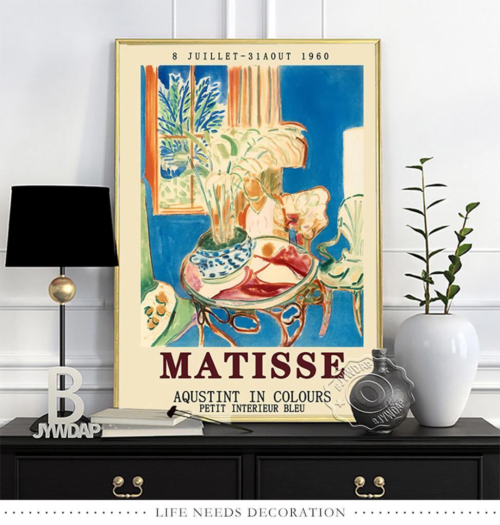 Henri Matisse Museum Exhibition Poster, Les Pivoines Oil Painting, Matisse Colours Abstract Wall Picture, Living Room Wall Decor No Frame