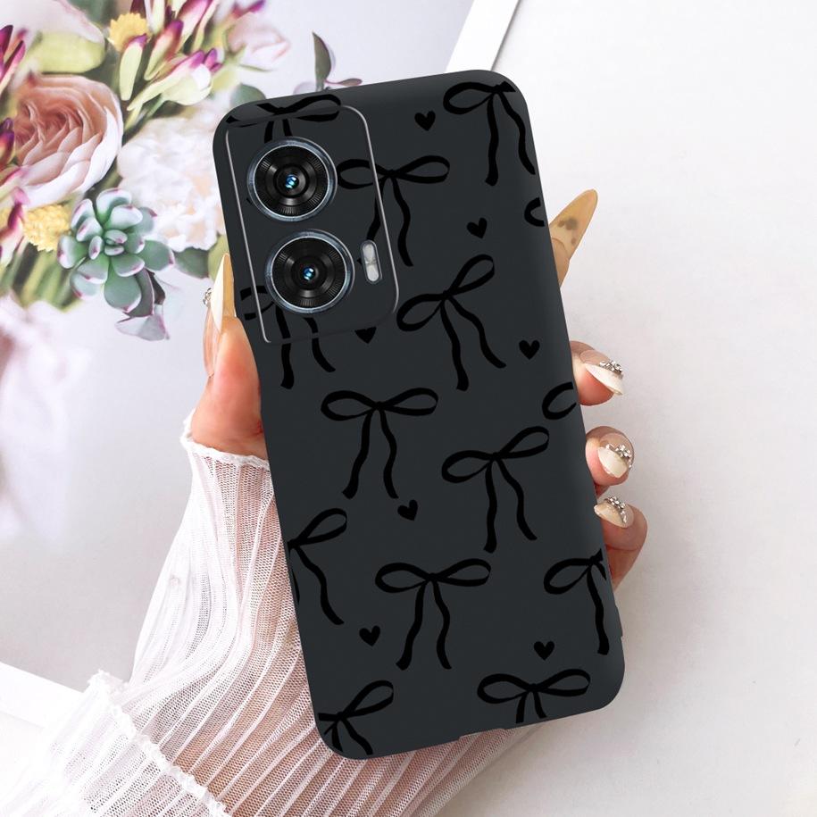 Hülle Für Motorola Edge 50 Fusion Cover XT2429-1 Beliebte Blume Weiche Schwarze Silikon Handyhüllen Für Motorola G96 5G MotoG96 Funda