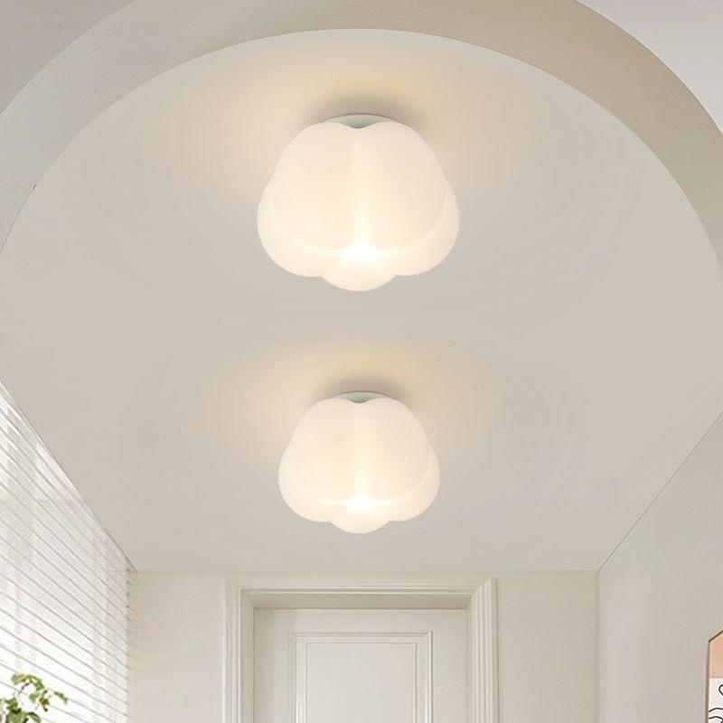 French Retro Ceiling Light with Chinese Corridor Style, Pumpkin-Shaped for Balcony and Entrance Hall