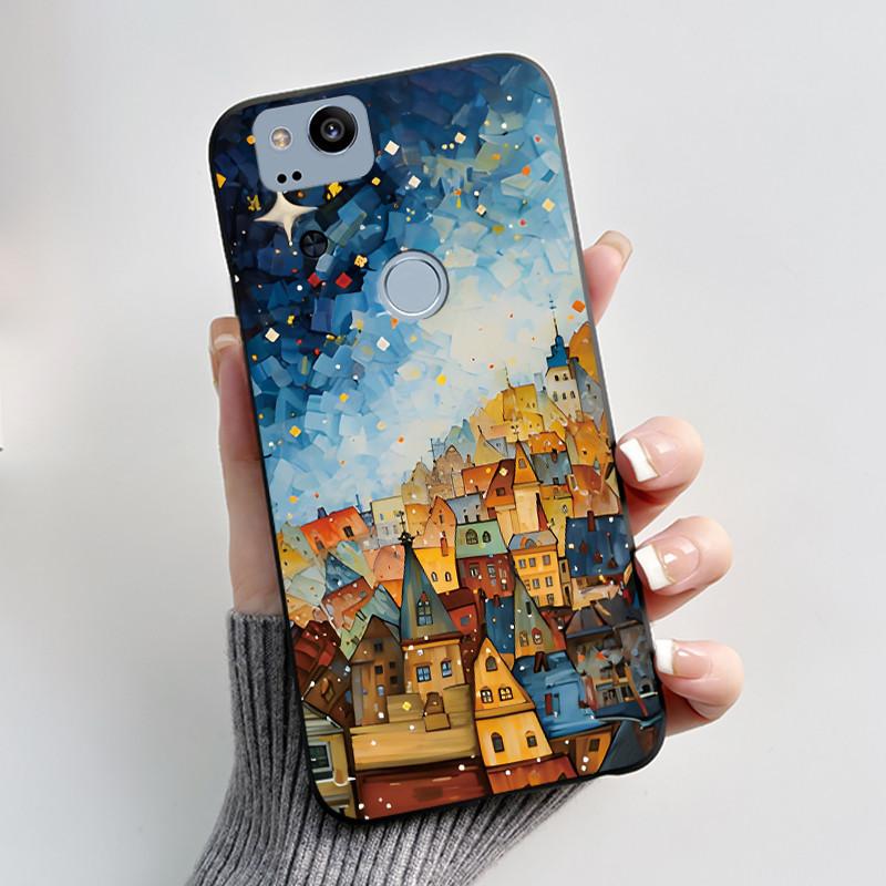 Cute Case For Google Pixel 2 / Pixel 2XL Printing Shell Pixel 1 XL Pixel1 Protective Cover Soft Silicone Cartoon Black Casing