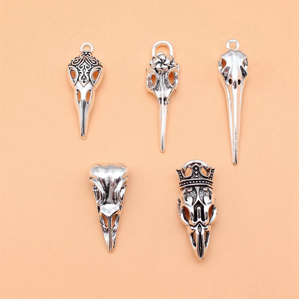 Halloween Theme Charms Silver Color Alloy Pendants For Gothic Holiday Jewelry Making