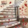 Temporary Party Wall Murals Halloween Horror Stickers, with Spooky Handprints Footprints Printed, Staircase Stickers Self-adhesive Decals, for