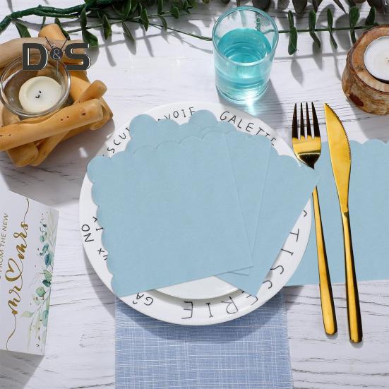 100 Ark 25CM Vågig Cocktailservett 2 Lager Tjock Fyrkantig Engångs Babyshower Bröllop Födelsedagsfest Dessert Dryck Middag Pappersservett