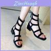 Summer Women Rome Sandals With Open Toe Block Heel And Back Zipper For Casual Wear