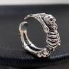 European Sterling Silver Skull Skeleton Ring - Unisex Retro Punk Style