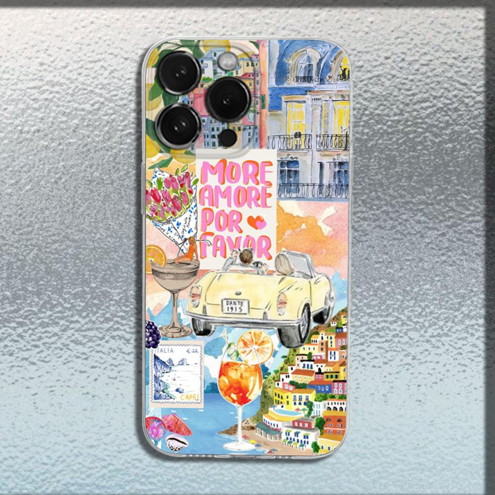 

Чехол для телефона Морской пейзаж Вино Лимон для iPhone 17 16 15 14 13 12 11 Pro Max Mini SE 7 8 Plus 17E Ударопрочный Нескользящий Чехол For iPhone 16 Pro
