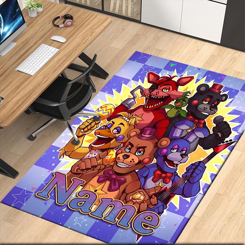 Custom Name Freddy Printed Carpet, Rug for Office Chair Living Room Bedroom Kitchen Room Decor Gifts.