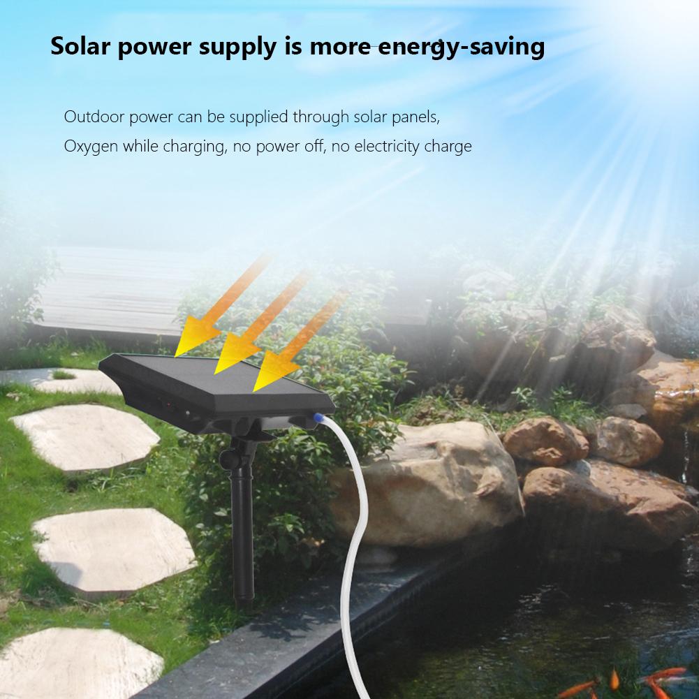 Pompa ad Aria Solare Risparmio Energetico Ossigenatore Acquario Tubo Ossigeno Aeratore Acquatico Prodotti per Animali Domestici