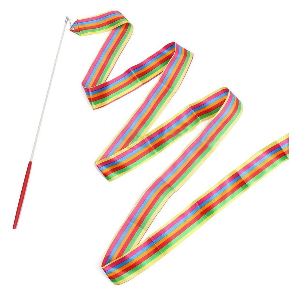 4M Детская художественная гимнастика Лента Ленточка Палочка для вращения для спортивного зала Танцев Гимнастики Балета 4 meters: colorful#1