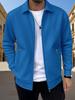 2025 Herren Slim Fit Lässige Strickjacke Jacke - Frühling/Herbst, Reißverschlusstaschen, Reverskragen, Uni-Farbe