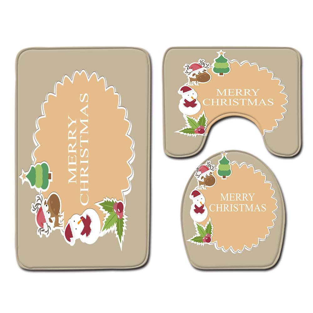 

Рождественский коврик для ванной, туалетный трехпредметный набор 45cmx75cm