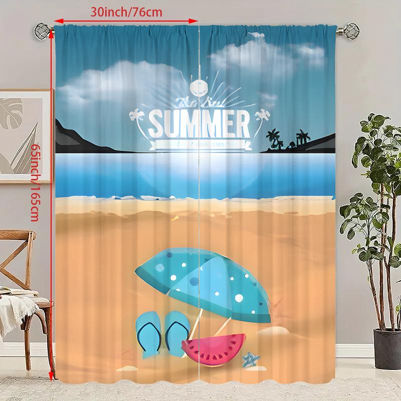 

2 шт. - шторы с принтом пейзажа Blue Ocean - материал полиэстер - подходит для спальни, гостиной, кабинета, личного пространства 30Wx65L(76x165CM)x2