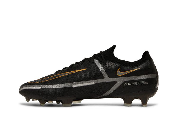 Nike Phantom GT2 Elite FG Black Metallic Dark Grey Metallic Gold Men's