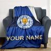 Name Custom Leicester City FC Print Flannel Blanket High Quality Warm Comfortable Cover for All Seasons Perfect for Gifts Home Decor