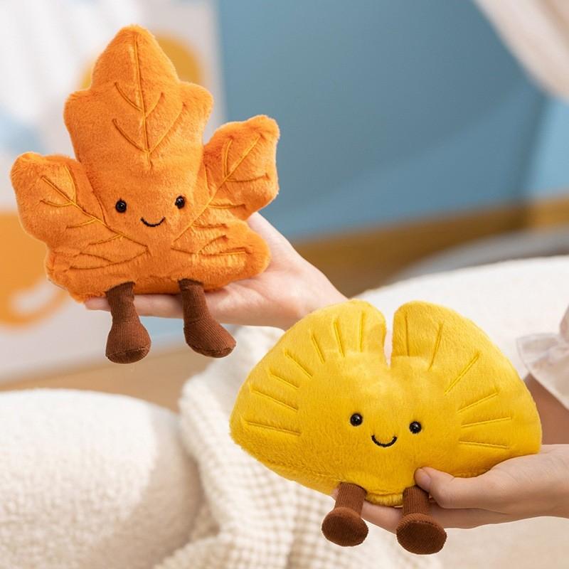 Maple Ginkgo Leaf Plush Toy For Girls Cute Leaf Shaped Stuffed Animal Gift For Decor