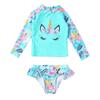 2-teiliges Kinder-Badeanzug-Set für Mädchen mit Fischschuppen-Aufdruck, Strand-Outfits, Tops und Slips mit Cartoon-Pferd-Aufdruck, Strandbadebekleidung, Badeanzüge