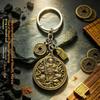 Vintage Brass Zhao Gongming Lucky Pendant Keychain Fortune Blessing Design For Car Key Bag Decoration Good Luck Gift