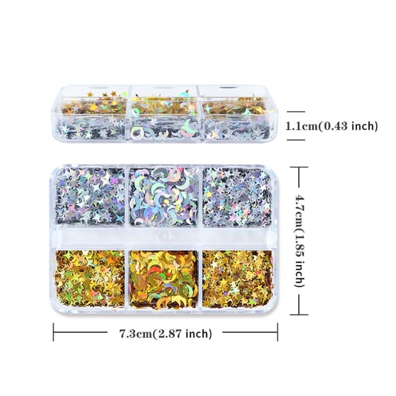 6 Grid Star Moon Sequins Pigment Filler For DIY Nail Art UV Crystal Epoxy Resin Mold Filling Crafts Jewelry Accessories