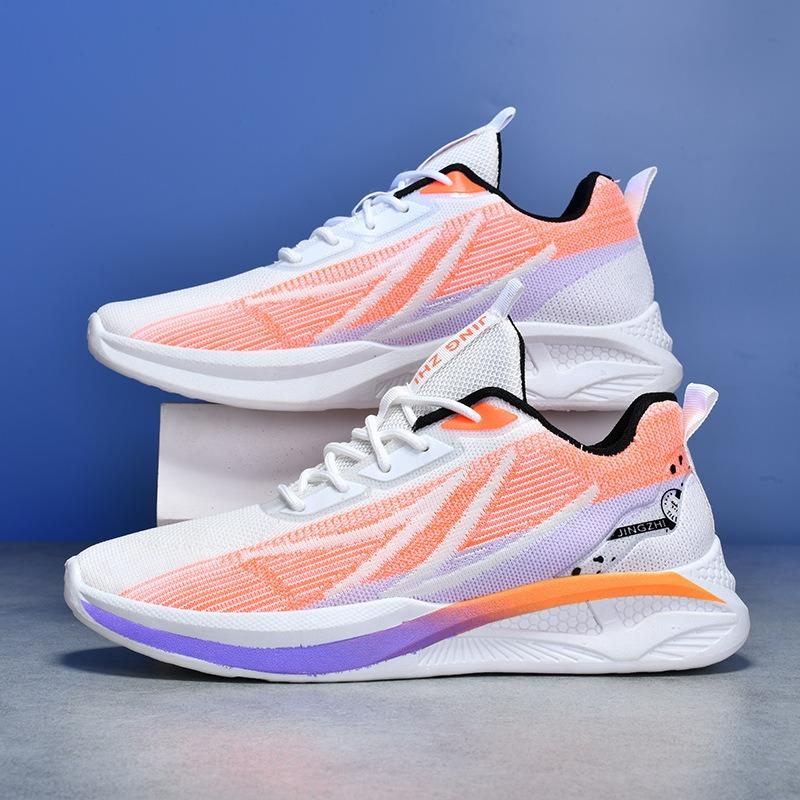 New sports shoes running shoes flying woven breathable running shoes soft sole light men's shoes young and young color matching men's shoes