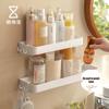 No-Drill Wall-Mounted Bathroom Storage Shelf with Hooks