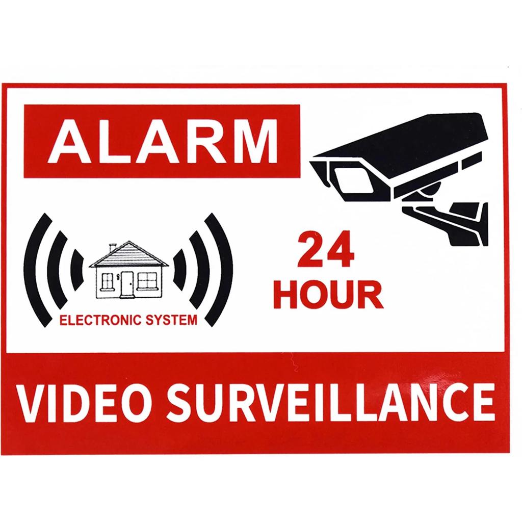 24-hour Video Surveillance Metal Sign Plaque Security Warning Decorative Plates For Outdoors Man Cave Hotel Home Wall Decor