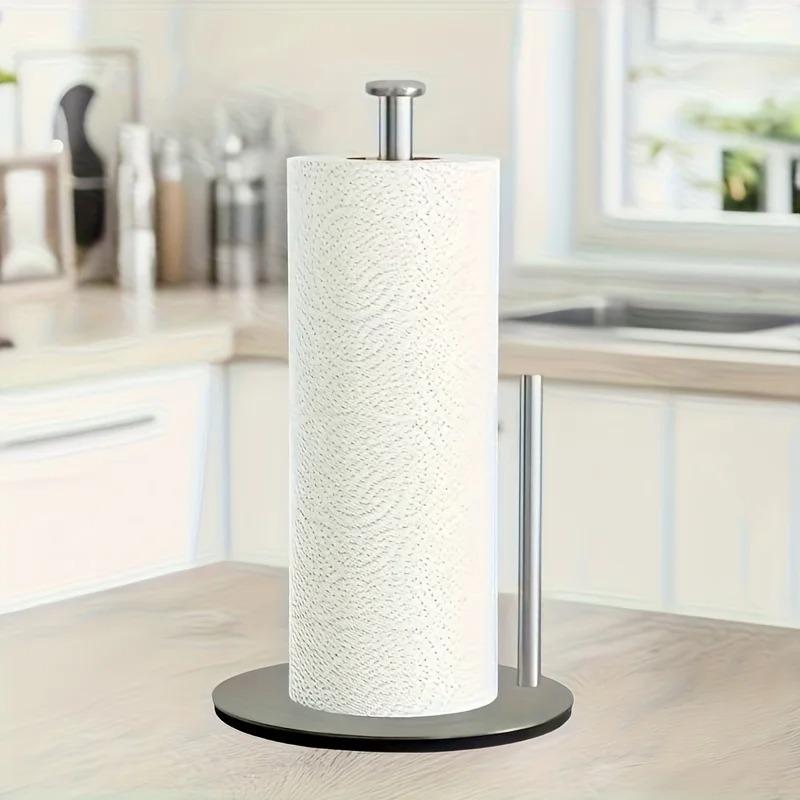 Küchenrollenhalter aus Edelstahl mit beschwertem Boden - Hochbelastbarer Arbeitsplatten-Organizer, Platzsparendes Design für Papierhandtücher