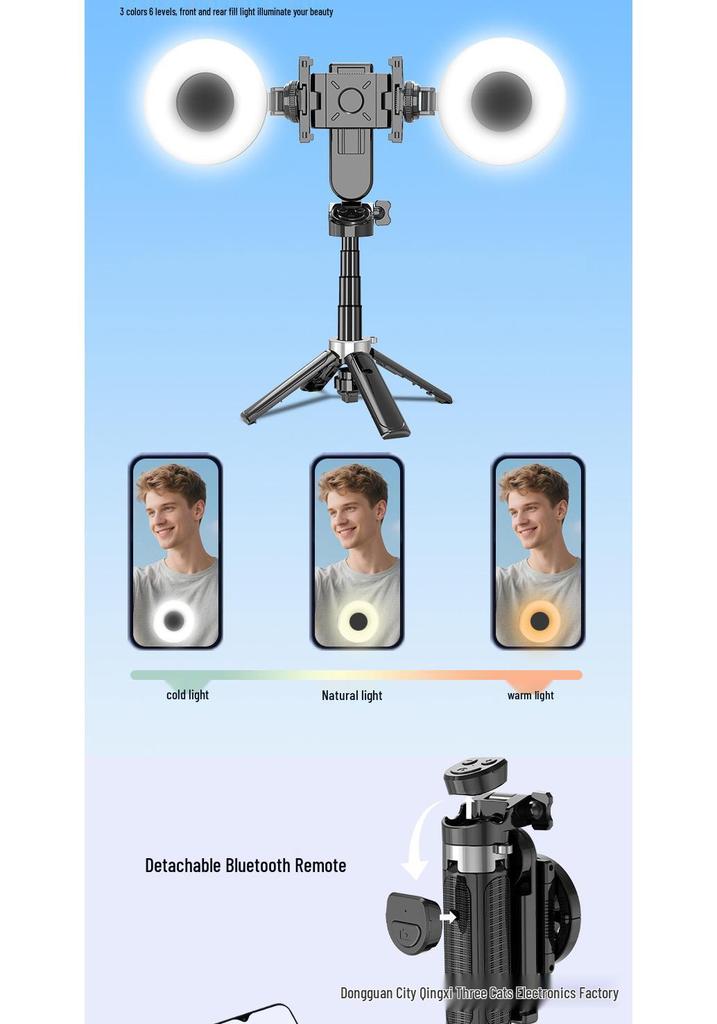 Portable Magnetic Bluetooth Selfie Stick with Integrated Multidirectional Shooting