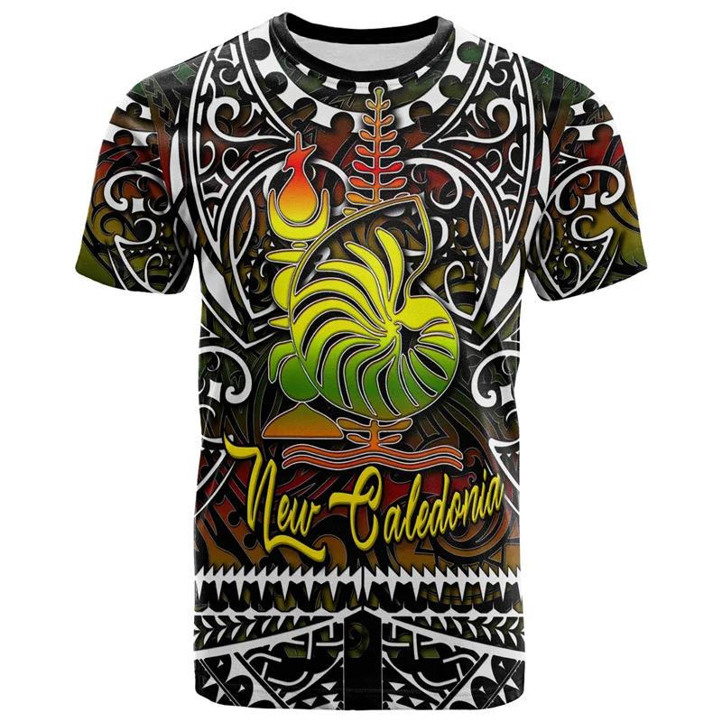 

New Caledonia 3D Printed T Shirt Men Summer Crew Neck Short Sleeves Hawaiian Oversized Tees Casual Streetwear Polynesian T-shirt 6XL