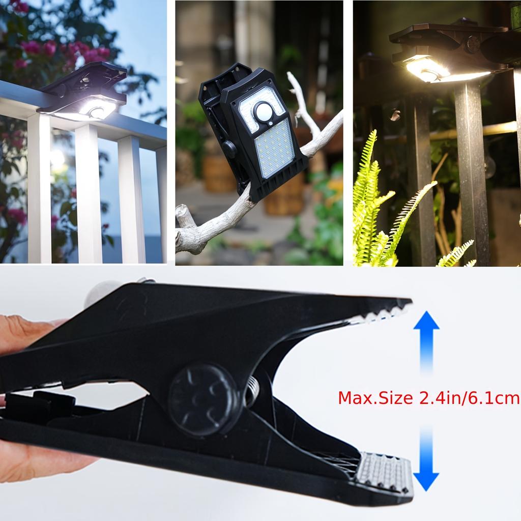 1/2pcs Solar Powered Outdoor Clip on Motion Sensor Light, Waterproof Safety Light, Suitable for Fences, Walls, Garages, and Courtyard Umbrellas