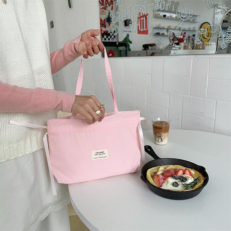 Pure Color Shoulder Bag Drawstring Pouch Women'S Cosmetics Earphones Key Sundries Organizer Simple Tote Bag Storage Bag