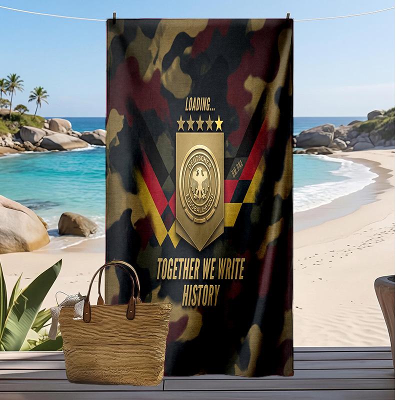 Germany Football Print Beach Towel Quick Dry Super Absorbent Soft Bath Towel for Swimming Beach Travel Fan Souvenir Gift