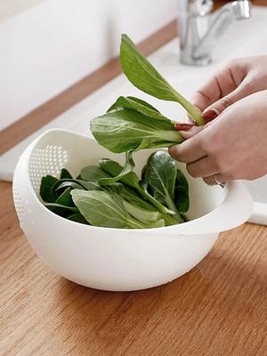 1pc-Silicone Colander Rice Bowl Drain Basket Fruit Bowl Washing Drain Basket with Handle Washing Basket Home Kitchen Organizer