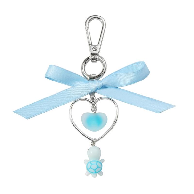 Элегантный Брелок-Подвеска с Жемчугом и Бантом Модный Брелок-Кольцо с Жемчужной Лентой и Подвеской-Черепахой для Сумки Рюкзака