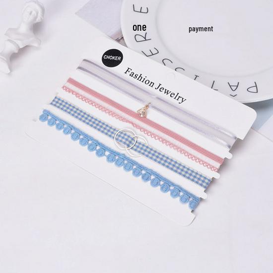 Europäischer & Amerikanischer Stil Sexy Spitze Choker & Schlüsselbeinkette Halskette Set (4-teilig)