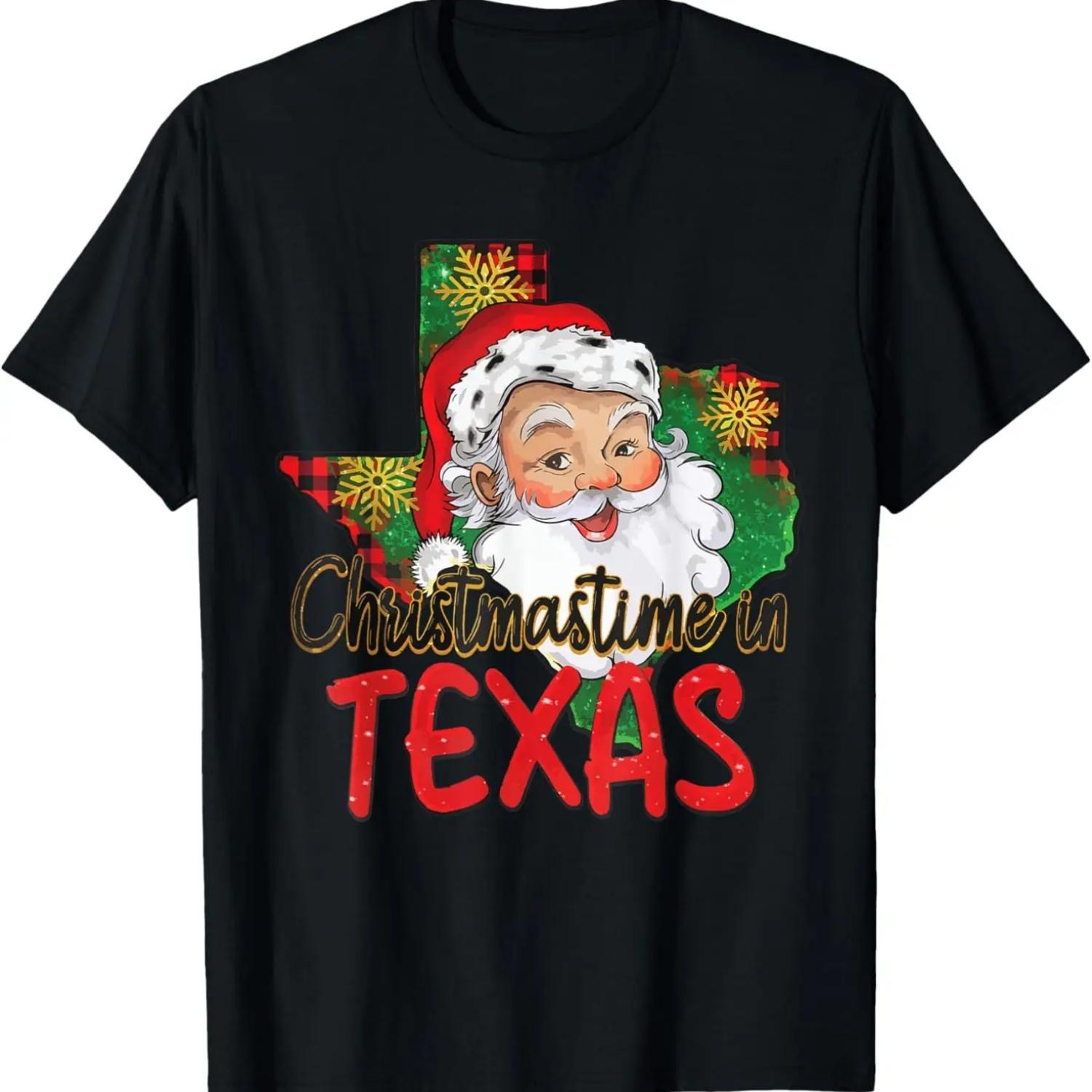 С Рождеством, ребята! Карта штата Техас Санта Техас Рождественская футболка S чёрный