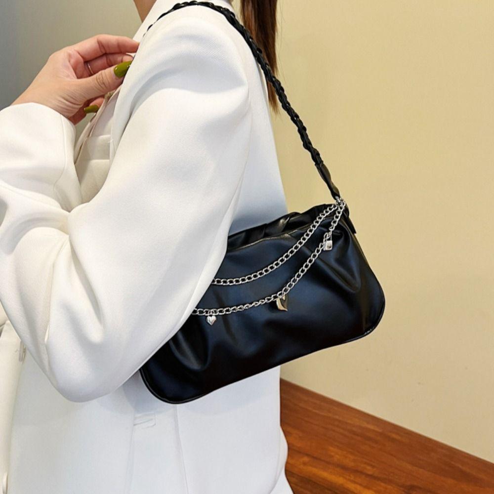 Sweet PU Leather Shoulder Bag Pleated Small Tote Bag Ins Cloud Square Bag  Travel