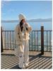 Korean Style Yellow Fur Coat: Women's Soft Petite Leather & Fur Cotton Winter Jacket