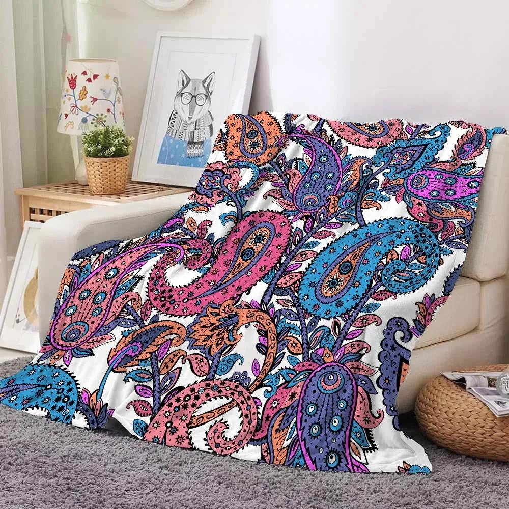 Bohemia Theme Flannel Throw Blanket Soft Warm Mystery for Bedroom Sofa Bed Decor Kids Adult Camping Gift King Queen Size Blanket